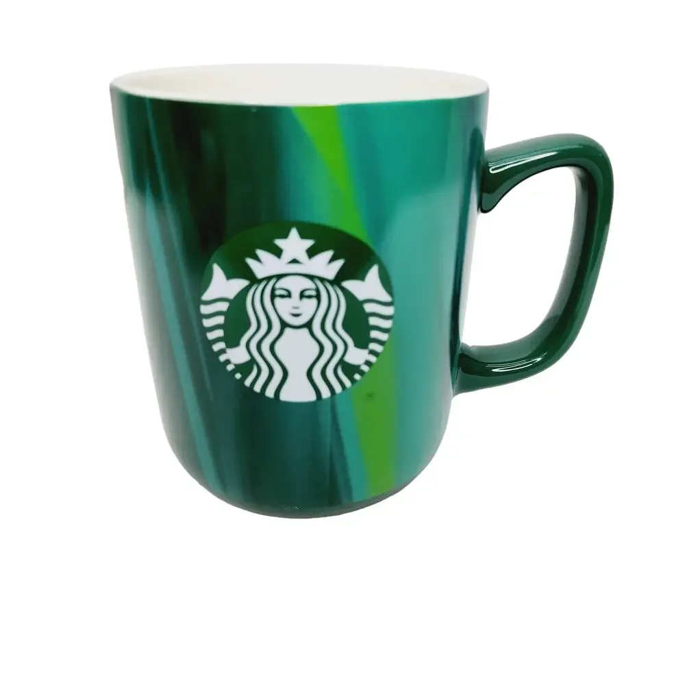 Starbucks 2022 Multi Colored Marbled Green Mug 15 Fl oz Coffee Cup Collectible